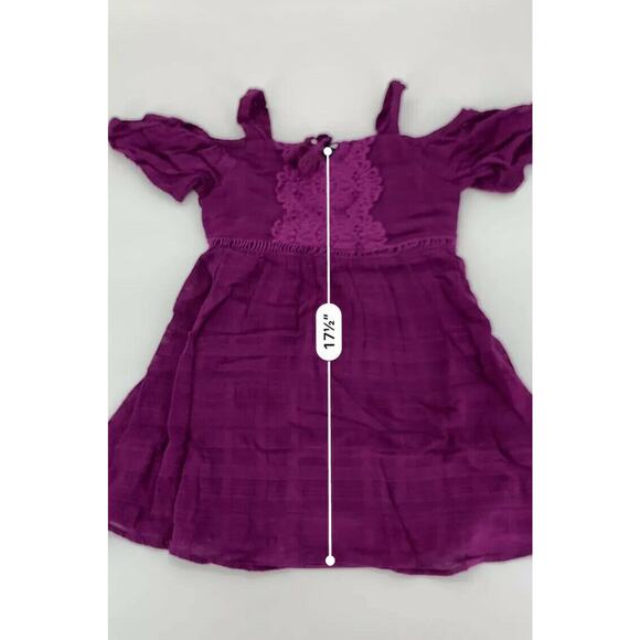 My Michelle Girls Shirt Top Cold Shoulder Crochet Flowy Purple Sz 7 - Picture 2 of 5